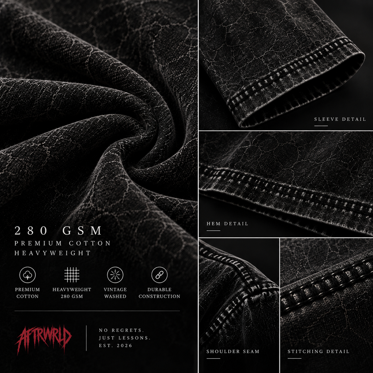 NO REGRETS — fabric detail 280GSM